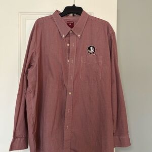Antigua Men's Burgundy Checkered Button Down Shirt